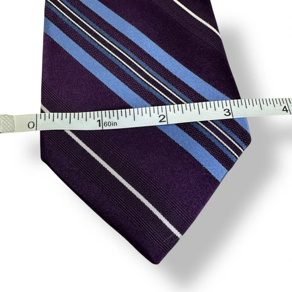 MICHAEL KORS Purple‎ Blue White Diagonal Striped 100% Silk 60